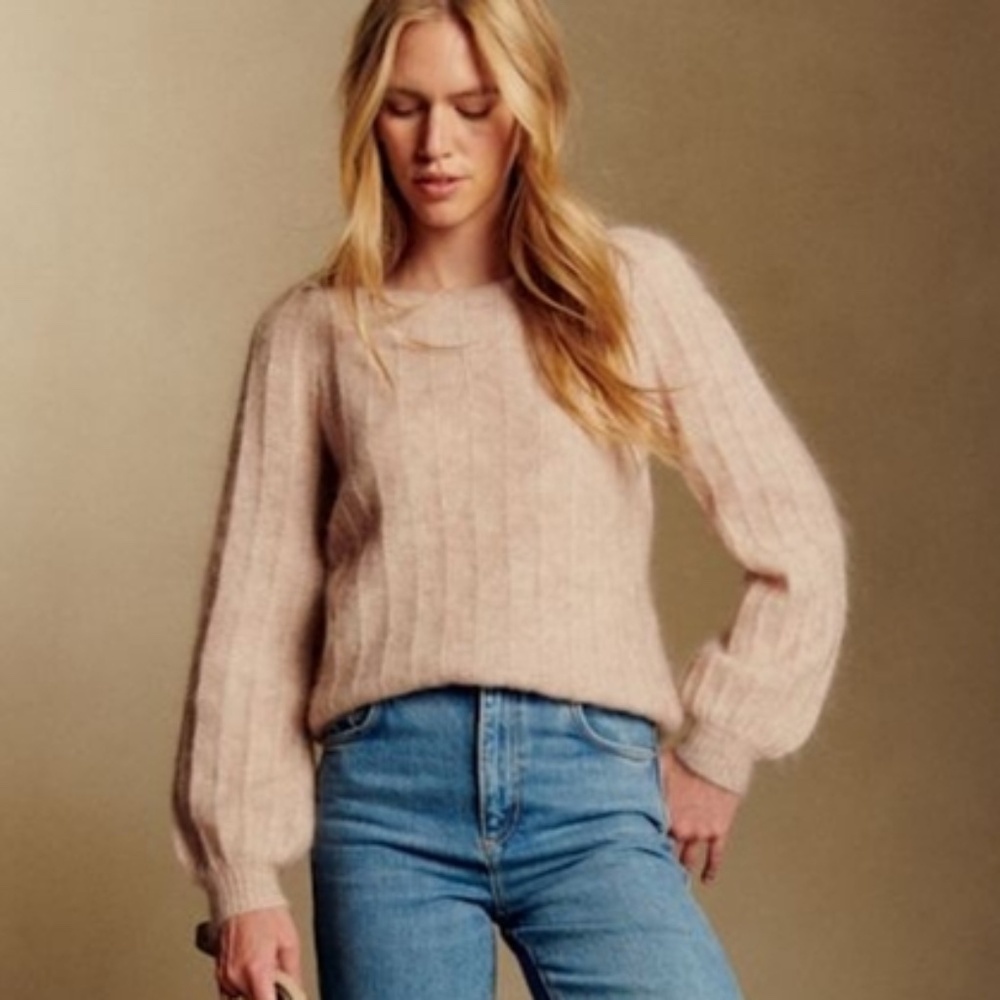 Sezane Aretha Jumper NWOT Size L Soft Blush Pink Mohair Knit